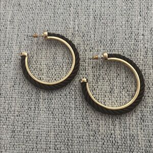 Elegant Gold and Brown Hoop Earrings
